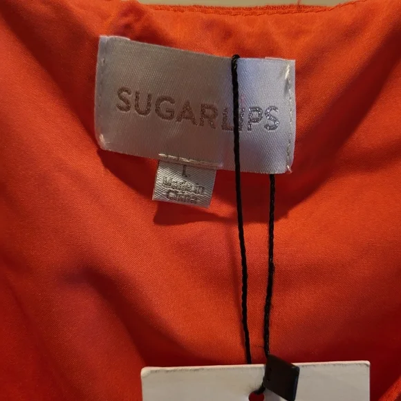 Sugarlips Babydoll Tiered Mini Dress in Great Tangerine Orange Color Size Large - Picture 6 of 6